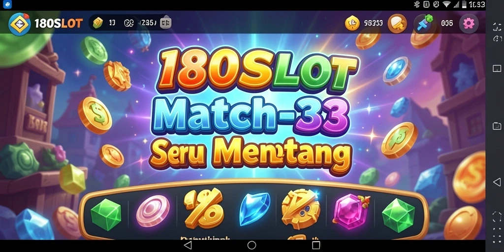 Gameplay seru 180SLOT dengan puzzle Match-3 yang menantang.