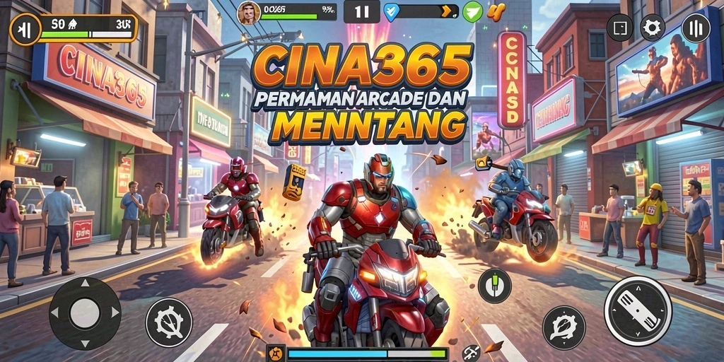 Screenshot utama CINA365 menampilkan gameplay yang dinamis dan penuh warna.