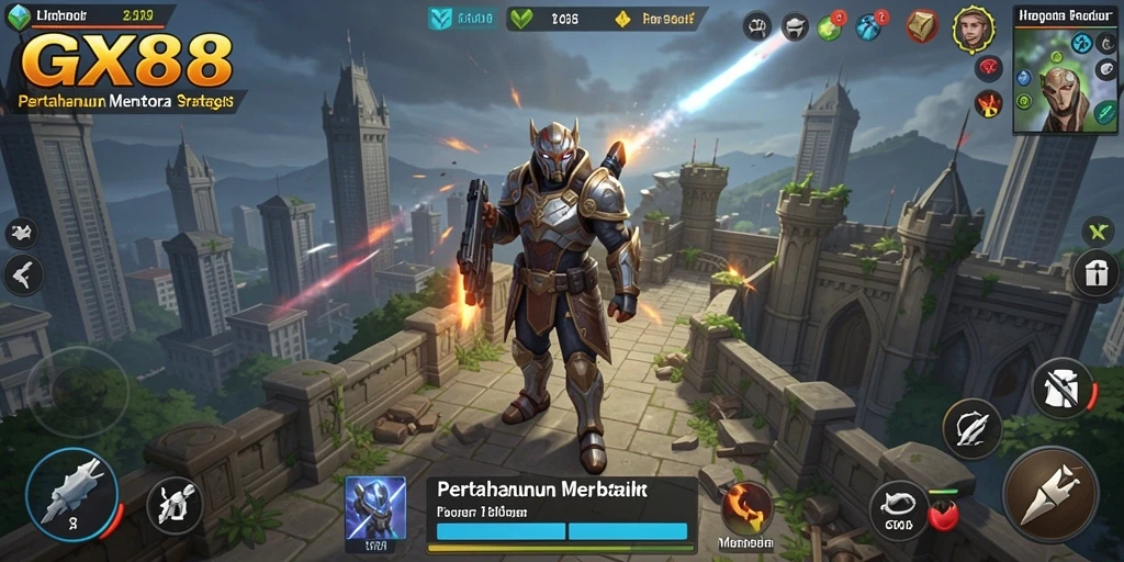 Tampilan gameplay GX88 yang menegangkan dalam pertahanan menara.