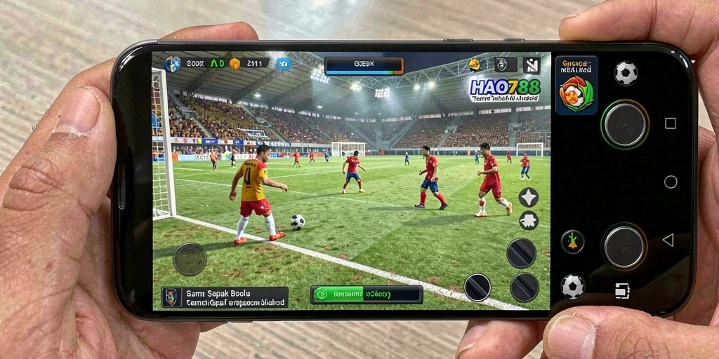 Tampilan gameplay HAO788 dengan aksi sepak bola yang mendebarkan.