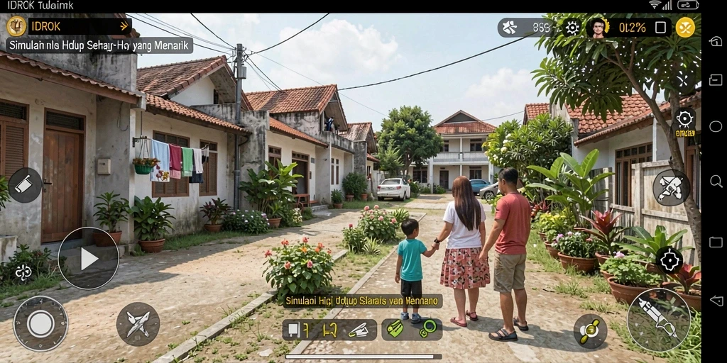 Gambar gameplay IDROK yang menunjukkan simulasi kehidupan nyata.
