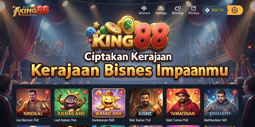 Screenshot utama KING88 menampilkan aksi membangun kerajaan bisnis.