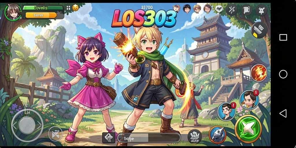 Tampilan gameplay penuh warna dan karakter menarik dari LOS303.