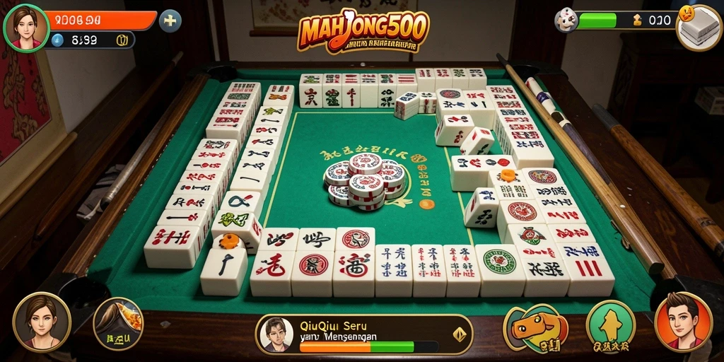 Tampilan permainan QiuQiu yang mendebarkan di MAHJONG500.
