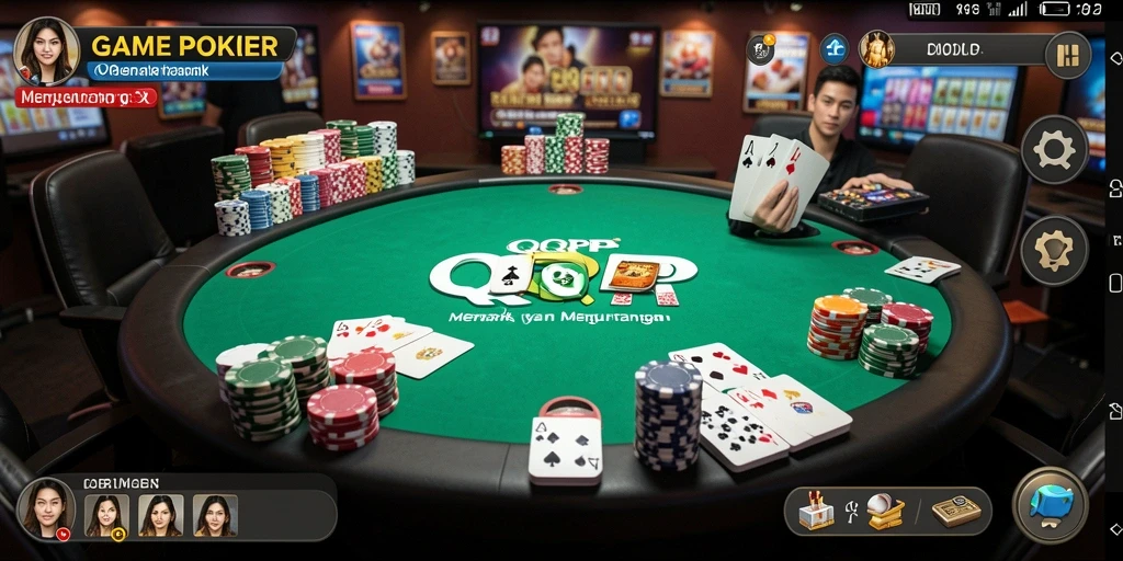 Tangkapan layar gameplay QQRP menampilkan suasana poker yang memukau dan kompetitif.