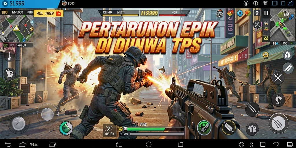 Tampilan aksi mendebarkan dalam permainan TPS SL999.
