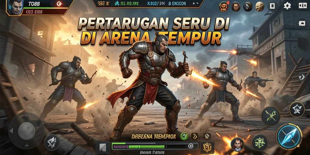 Tampilan gameplay TO88 yang menampilkan pertarungan seru dan karakter yang beragam.